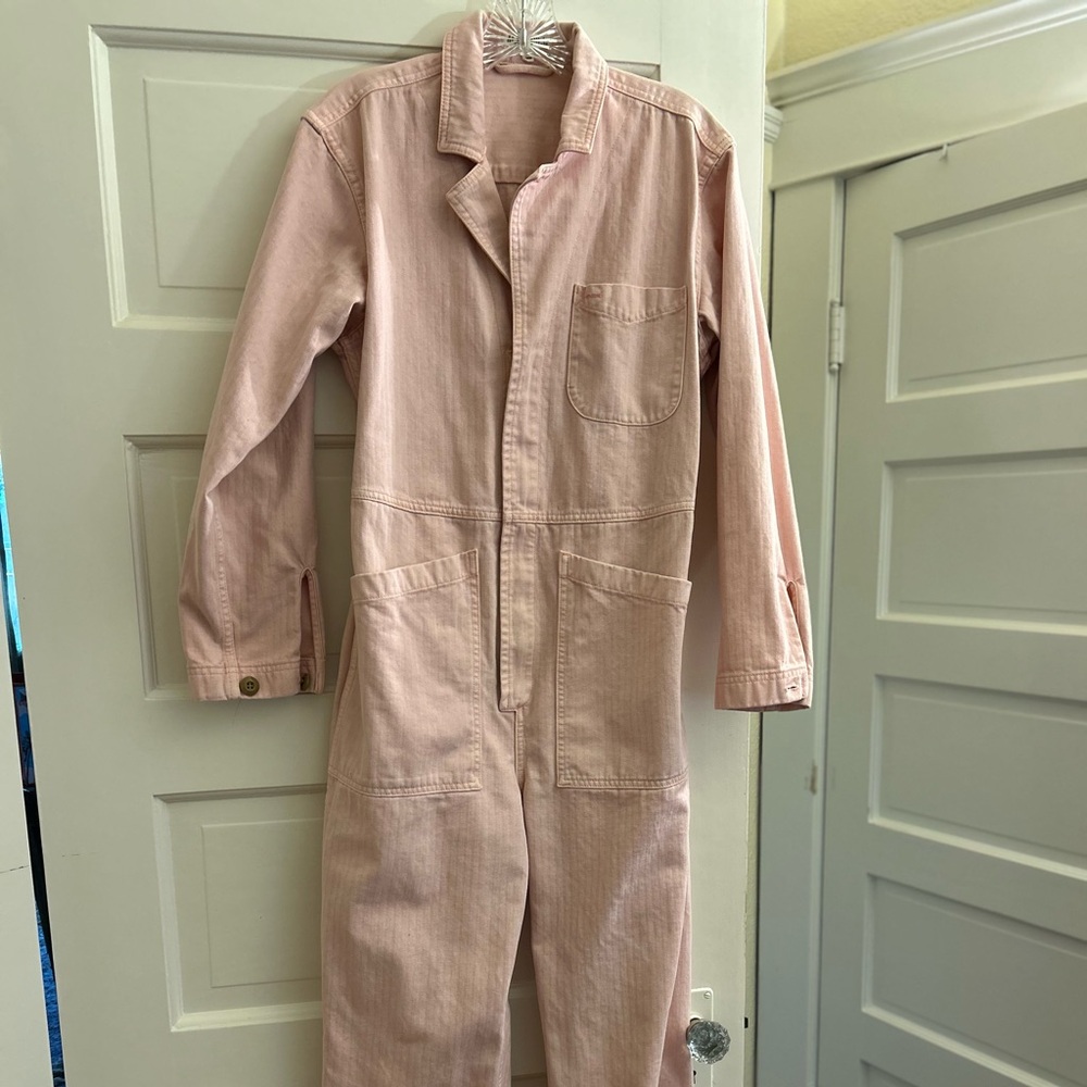 Alex Mill Light Pink Herringbone Jumpsuit